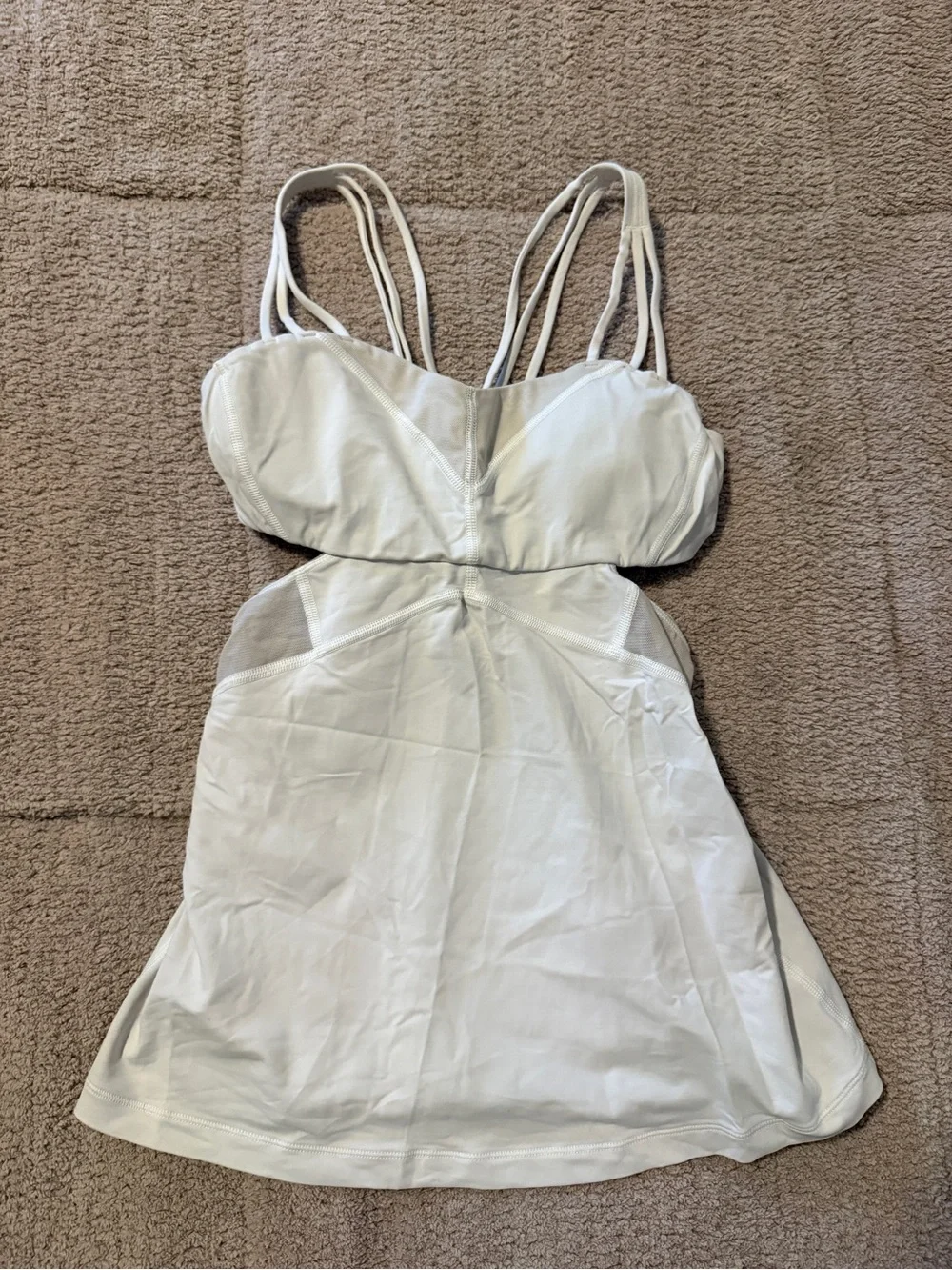 Lululemon White Strappy Mesh-Panel Camisole